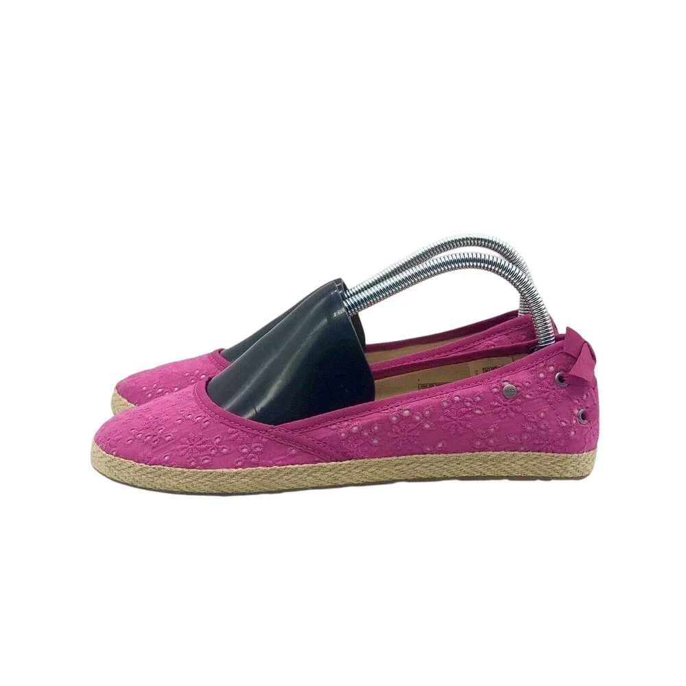 UGG Australia Pink Eyelet‎ Espadrille Flats Bow Back 1004022K Womens 6